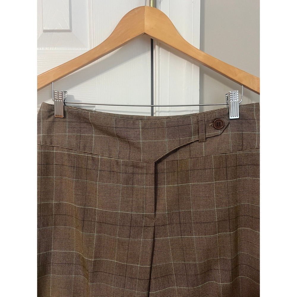 David Paul Plaid Culottes Wide Leg Pants Womens Size 8 Brown Career Vintage USA - Picture 3 of 12